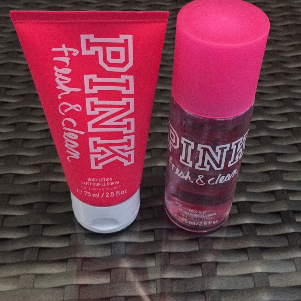 PINK fresh and clean MINI lotion and mist.